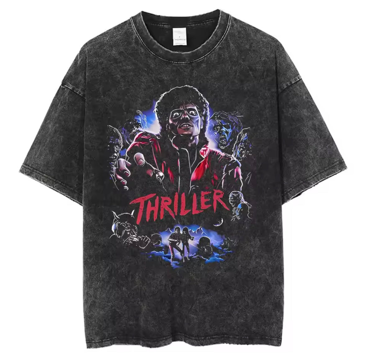 MJ Thriller Zombie Graphic T-Shirt - Cotton Oversized Tee